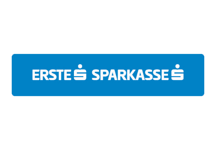 Das Logo der Erste Sparkasse auf einem blauen Hintergrund.
